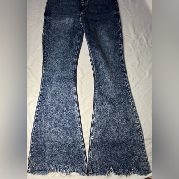 Fashion Nova Dark Wash Flare Jeans - Blue - Picture 5 of 7